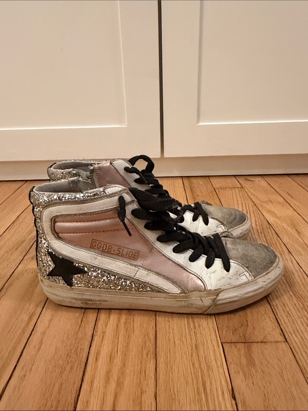 Golden Goose Pink Metallic & Silver Glitter High-Top Sneaker